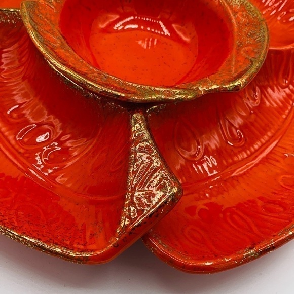 Vintage USA California Pottery Chip & Dip Set Fall Holiday Display Center Piece - Picture 2 of 9